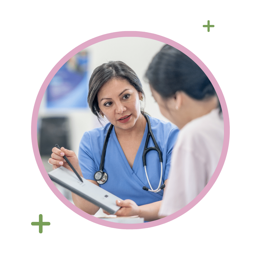 Doctor consulting with a patient about ultrasound findings during Blood Cancer Awareness Month.