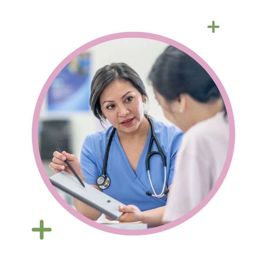 Doctor consulting with a patient about ultrasound findings during Blood Cancer Awareness Month.